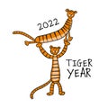 Tiger Cartoons, animal character. Symbol of 2022 New Year. Design Template for Christmas card, banner, poster, holiday