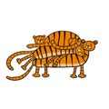 Tiger Cartoons, animal character. Symbol of 2022 New Year. Design Template for Christmas card, banner, poster, holiday