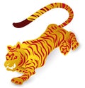 Tiger of Chinese Zodiac in golden and red colors, Vector Illustration