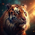 Ai Generated illustration Wildlife Concept of Tiger Closeup On