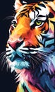 Tiger Colorful Watercolor Animal Artwork Digital Graphic Design Poster Gift Card Template