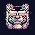 Tiger colorful wearing a glasses vector illustration