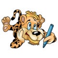 Tiger with crayon