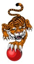 Tiger Cricket Ball Animal Sports Team Mascot