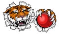 Tiger Cricket Ball Animal Sports Team Mascot