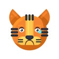 Tiger crying expression cute facial emoji vector