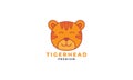 Tiger or cub or big cat happy face head cute cartoon logo icon vector illustration Royalty Free Stock Photo