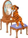 Tiger cub looking in the mirror Royalty Free Stock Photo