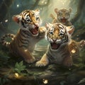 Tiger cubs playing Royalty Free Stock Photo