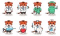 Vector illustration of Cute Character Cartoon of Tiger Doctor.