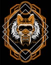 Tiger cyberpunk head with cyberpunk theme with sacred geometry and floral background for poster and tshirt