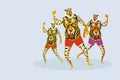 Tiger dance artists dancing during the festival of Onam in Kerala, Indi