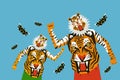 Illustration of tiger dancers and dragon flies