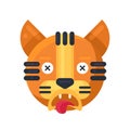 Tiger dead reaction expression facial emoji vector