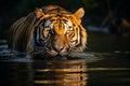 Tiger drinking river. Generate Ai Royalty Free Stock Photo