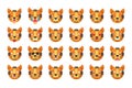 Tiger emoji different mood collection set vector