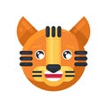 Tiger emoji laugh with teeth and cute eyes vector