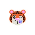 Tiger Face Blowing a Kiss flat icon