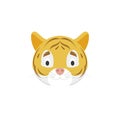 Tiger face in cartoon style for children.