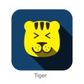 Tiger face flat icon design. Animal icons series