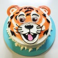 Tiger Face Ice Cream Cake - Comic Cartoon Style Royalty Free Stock Photo