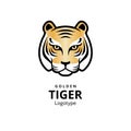 Tiger face logo symbol 2022 template design. Vector Design Gold tigers logotype. Golden symbol. Happy new year 2022