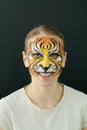 Tiger face painting Royalty Free Stock Photo