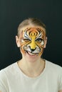 Tiger face painting Royalty Free Stock Photo