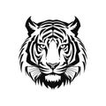 Tiger face on white background AI generative illustration