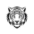 Tiger face on white background AI generative illustration