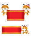 Tiger Family Hold Banner Royalty Free Stock Photo