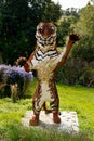 Tiger figure made out of many toy building bricks in zoo Royalty Free Stock Photo