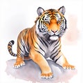 Tiger in flat style. Illustration isolated on the white background. wild animal. African tiger mammal carnivore animal body