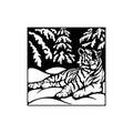 Tiger - forest landscape, Wildlife Stencils - Forest Silhouettes for Cricut, Wildlife clipart, png Cut file, iron on