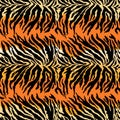 Tiger fur repeating texture. Tiger Pattern background design template. Animal skin stripes, jungle wallpapers. Seamless Royalty Free Stock Photo