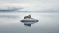 Tiger On Iceberg: A Captivating Portrait In Misty Norwegian Nature