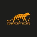 Tiger in the grass logo sign emblem pictogram vectror