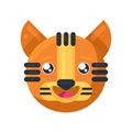 Tiger happy eyes expression funny emoji vector