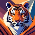 Tiger head on abstract colorful background. Vector illustration for your design AI generated Royalty Free Stock Photo