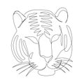 Tiger head, Bengal, Indo-Chinese, Malay one line art. Continuous line drawing of new year, holidays, christmas Royalty Free Stock Photo