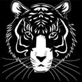 Simple Tiger Head Black and White Vector Illustration Royalty Free Stock Photo