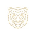 Tiger head Chinese New Year mascot minimalist golden line icon vector