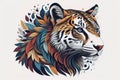 Tiger head with colorful background. ai generative Royalty Free Stock Photo