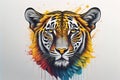Tiger head with colorful background. ai generative Royalty Free Stock Photo