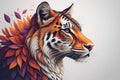 Tiger head with colorful background. ai generative Royalty Free Stock Photo