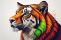 Tiger head with colorful background. ai generative Royalty Free Stock Photo