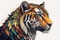 Tiger head with colorful background. ai generative Royalty Free Stock Photo