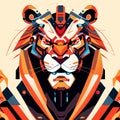 Tiger head. Colorful vector illustration for t-shirt print AI Generated Royalty Free Stock Photo