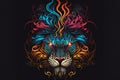 Tiger head with creative elements on colorful, hand drawn & artistic Royalty Free Stock Photo