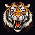 Tiger head, face for retro logos, emblems, badges, labels template and t-shirt vintage design element.